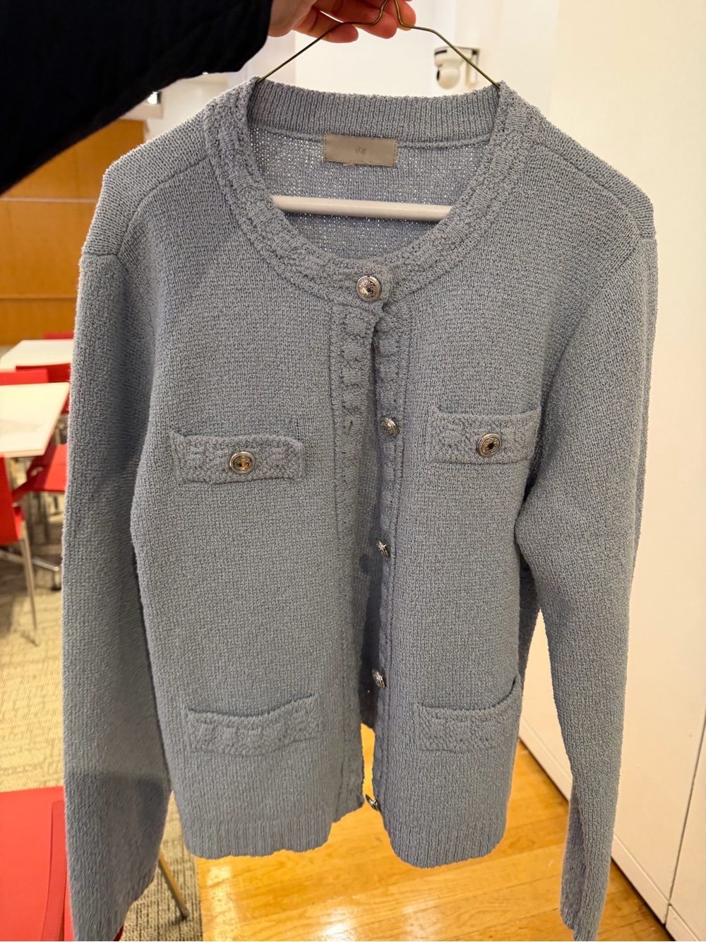 H&M Powder Blue Knit Button-Front Cardigan